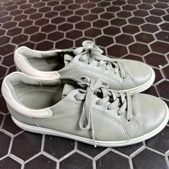 Sage Green Ecco Leather Sneakers - Picture 2 of 4